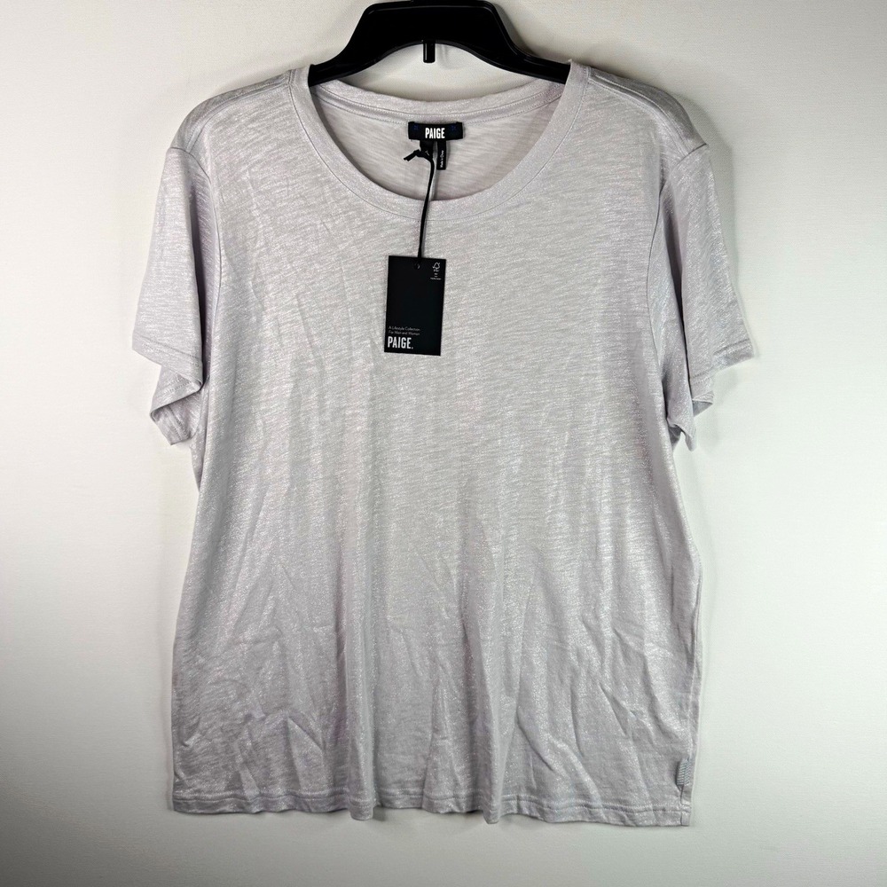 PAIGE Women's Gray/silver T-Shirt Short Sleeve Crew Neck Size XL NWT
